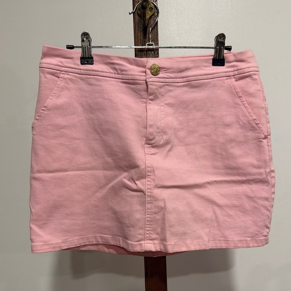 Lilly Pulitzer Pink Denim Golf Tennis Skort 2 Mini Preppy Stretch Short Coquette